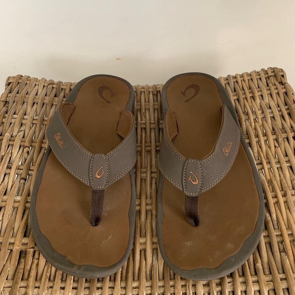 Men’s olu kai leather flip fops 15